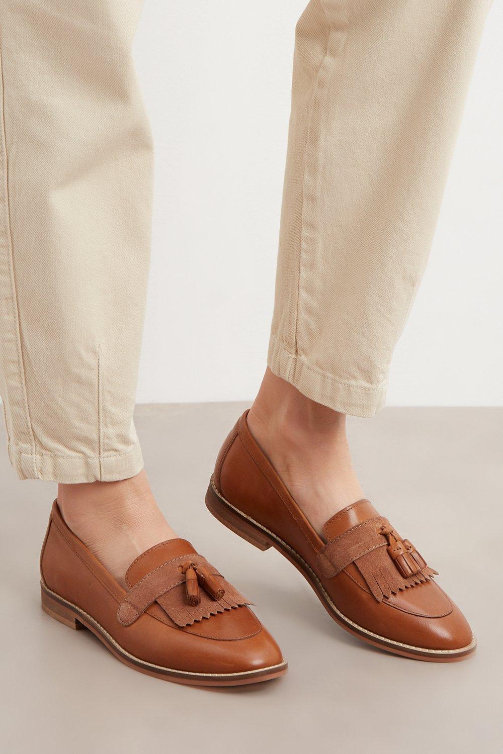 Women’s Principles: Colette Leather Fringed Loafers - tan - 6