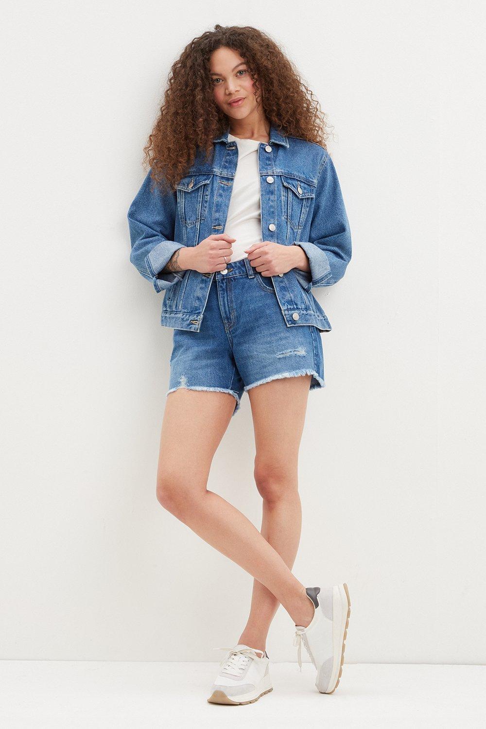 Women’s Petite Denim Shorts - mid blue - 8