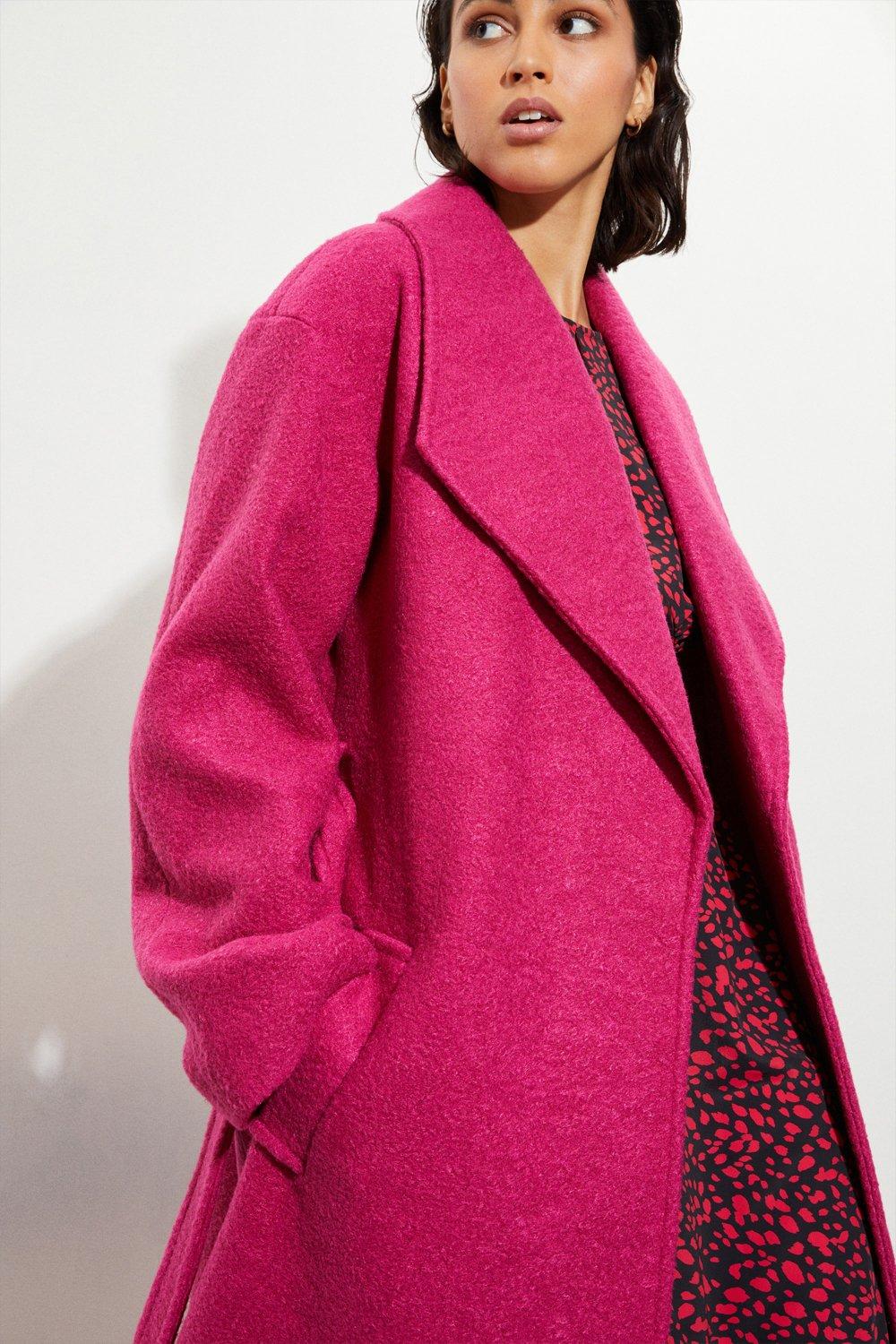Women’s Tall Long Boucle Wrap Coat - pink - 12
