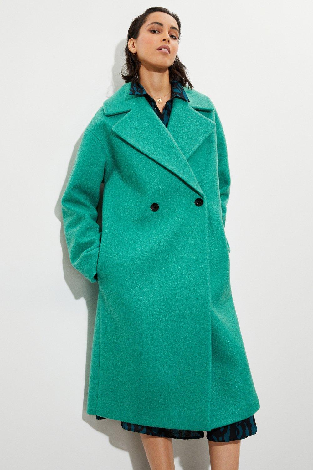 Women’s Tall Oversized Boucle Coat - green - 10