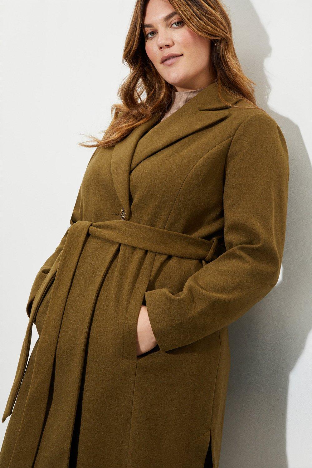 Women’s Curve Longline Belted Coat - khaki - 24