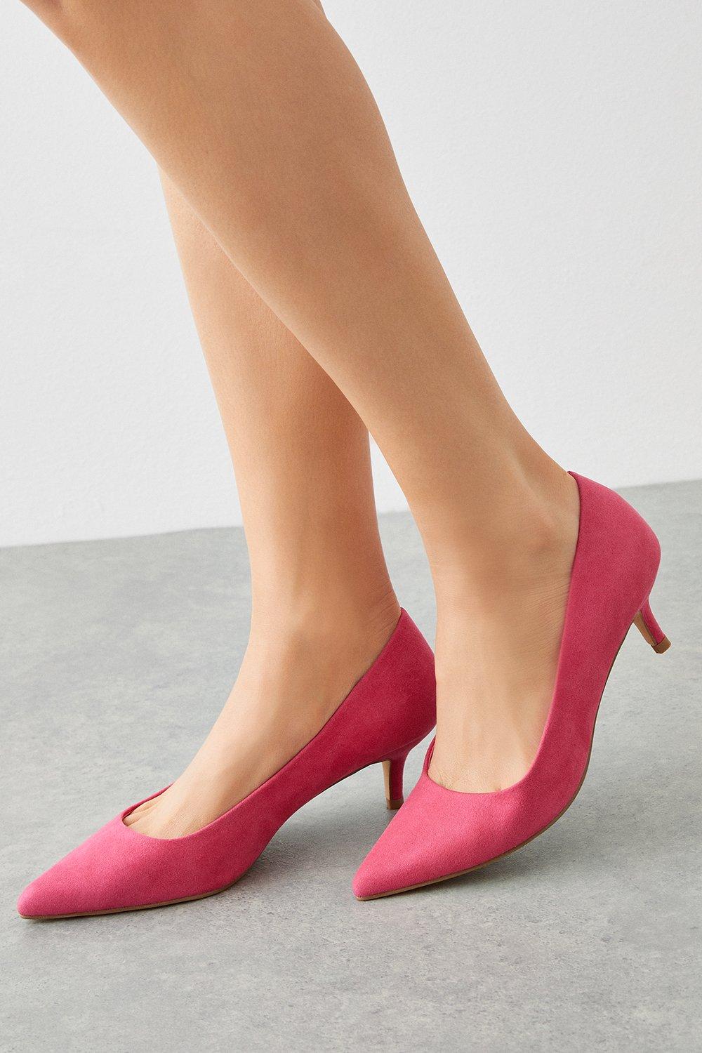 Women’s Dove Comfort Kitten Heel Court Shoes - pink - 3