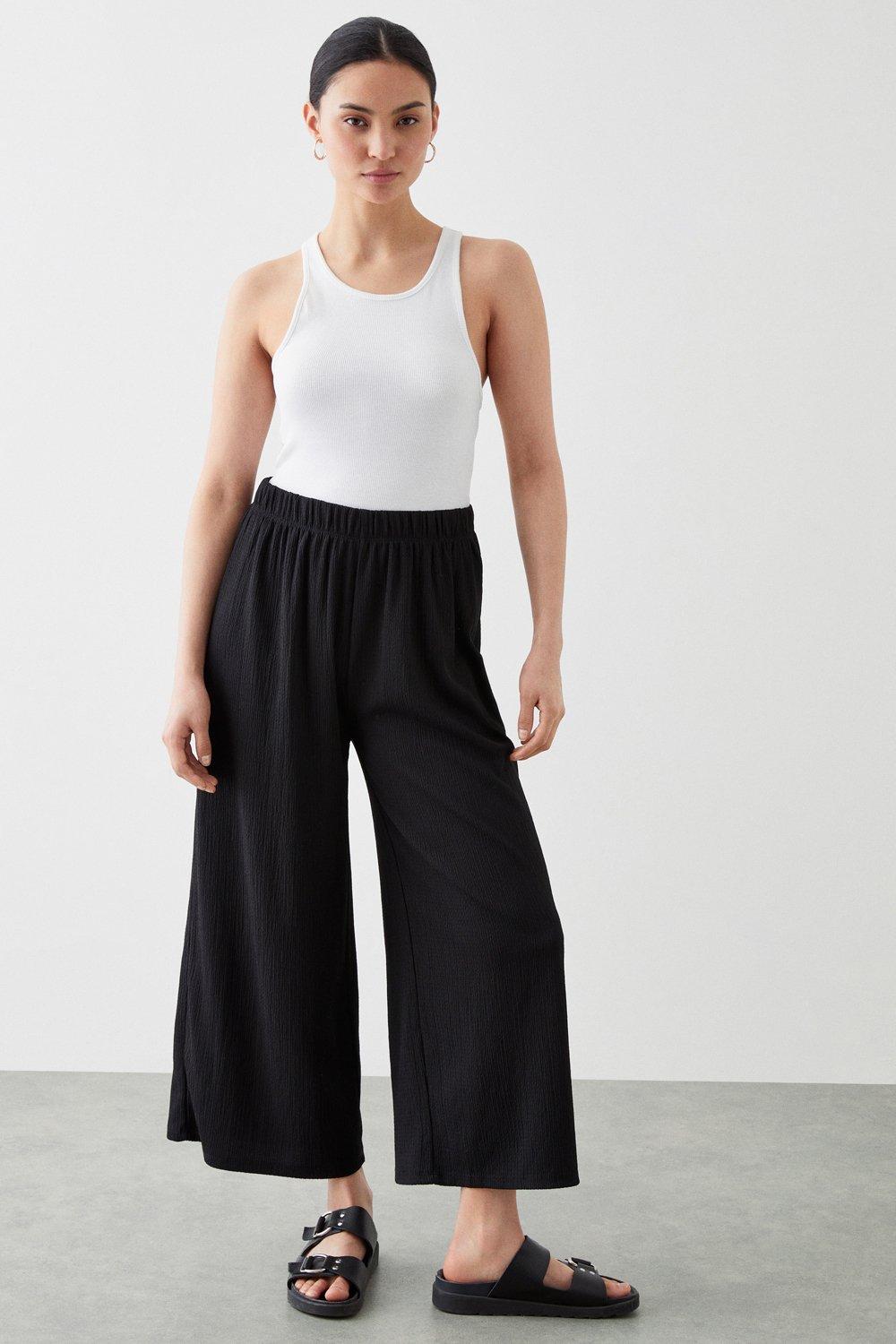 Women’s Petite Textured Crop Trouser - black - S