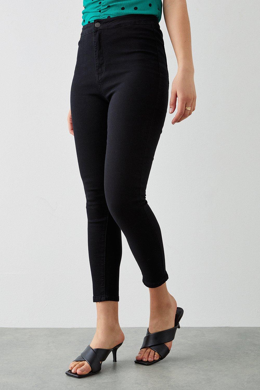 Women’s High Waist Ankle Grazer Skinny Jeans - black - 6