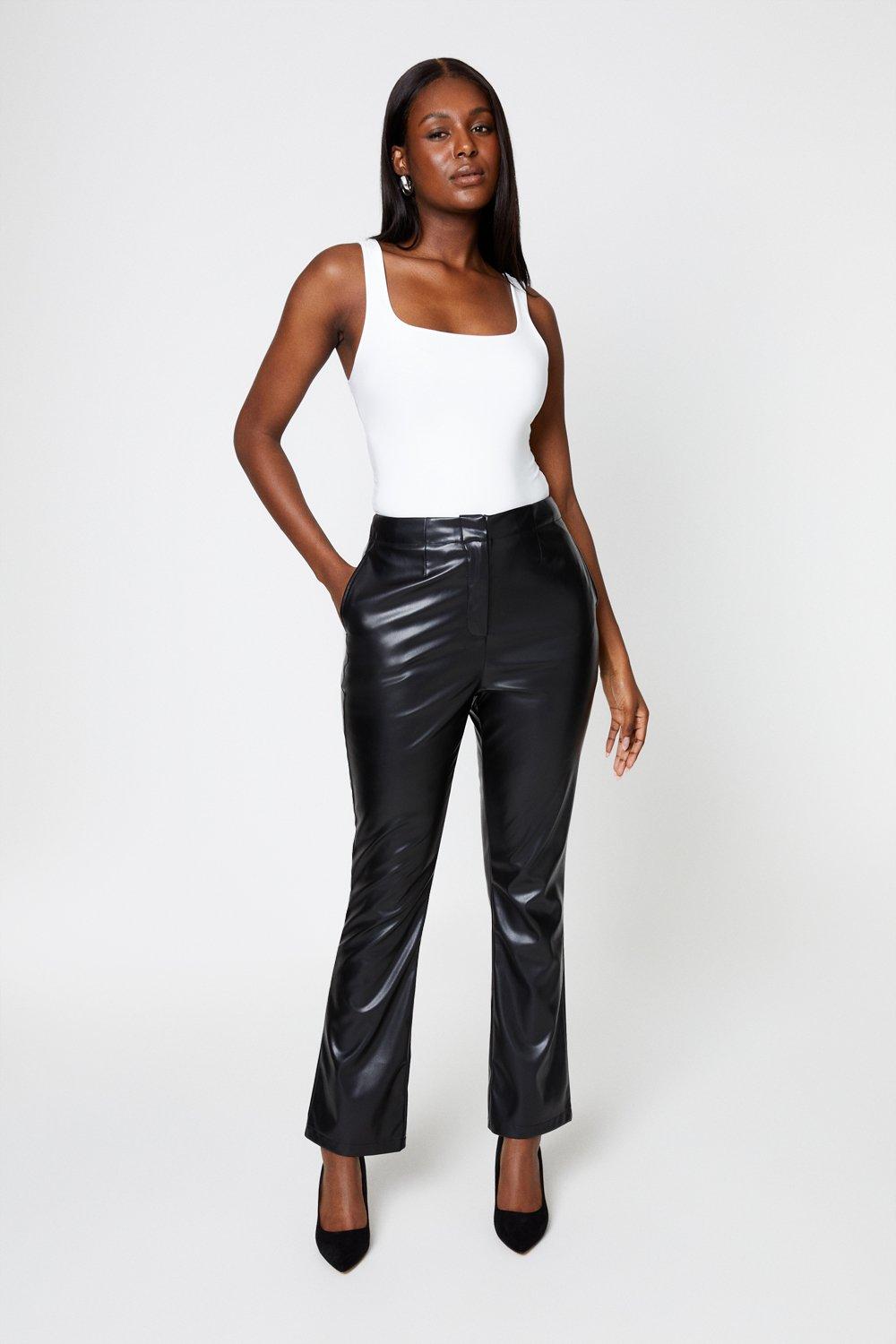 Women’s Faux Leather Bootcut Trouser - black - 12