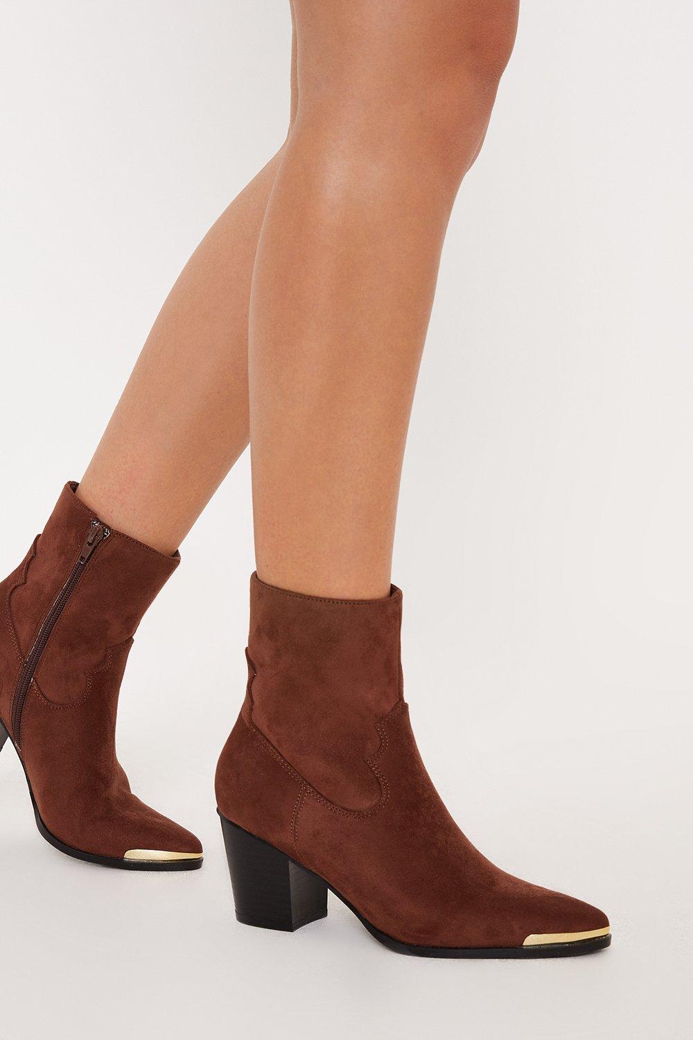 Women’s Faith: Ally Metal Detail Ankle Boots - tan - 3