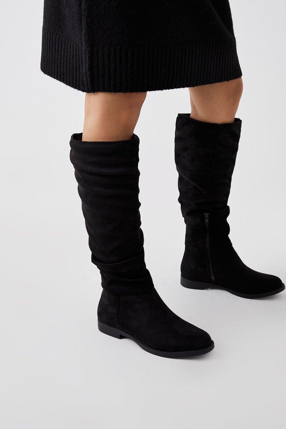 Women’s Karina Flat Ruched Boots - natural black - 8