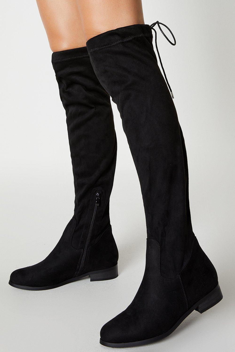 Women’s Kelly Flat Over The Knee Boots - natural black - 7