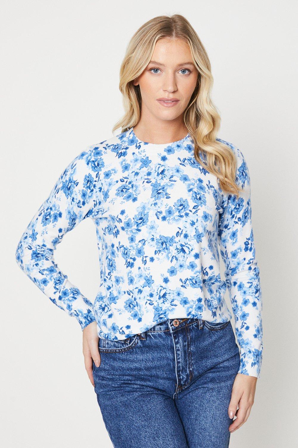 Women’s Floral Printed Soft Knit Jumper - S