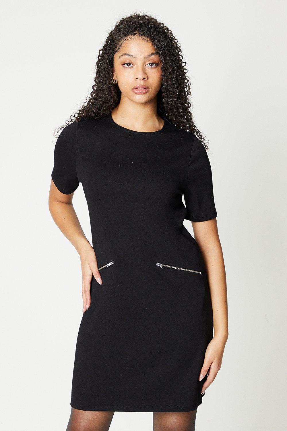 Women’s Zip Detail Mini Dress - black - 8