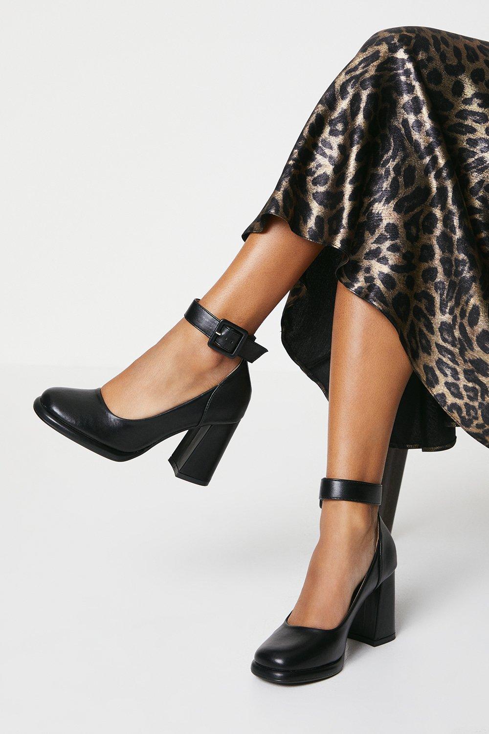 Women’s Faith: Celine High Block Heel Platform Court Shoes - black - 6
