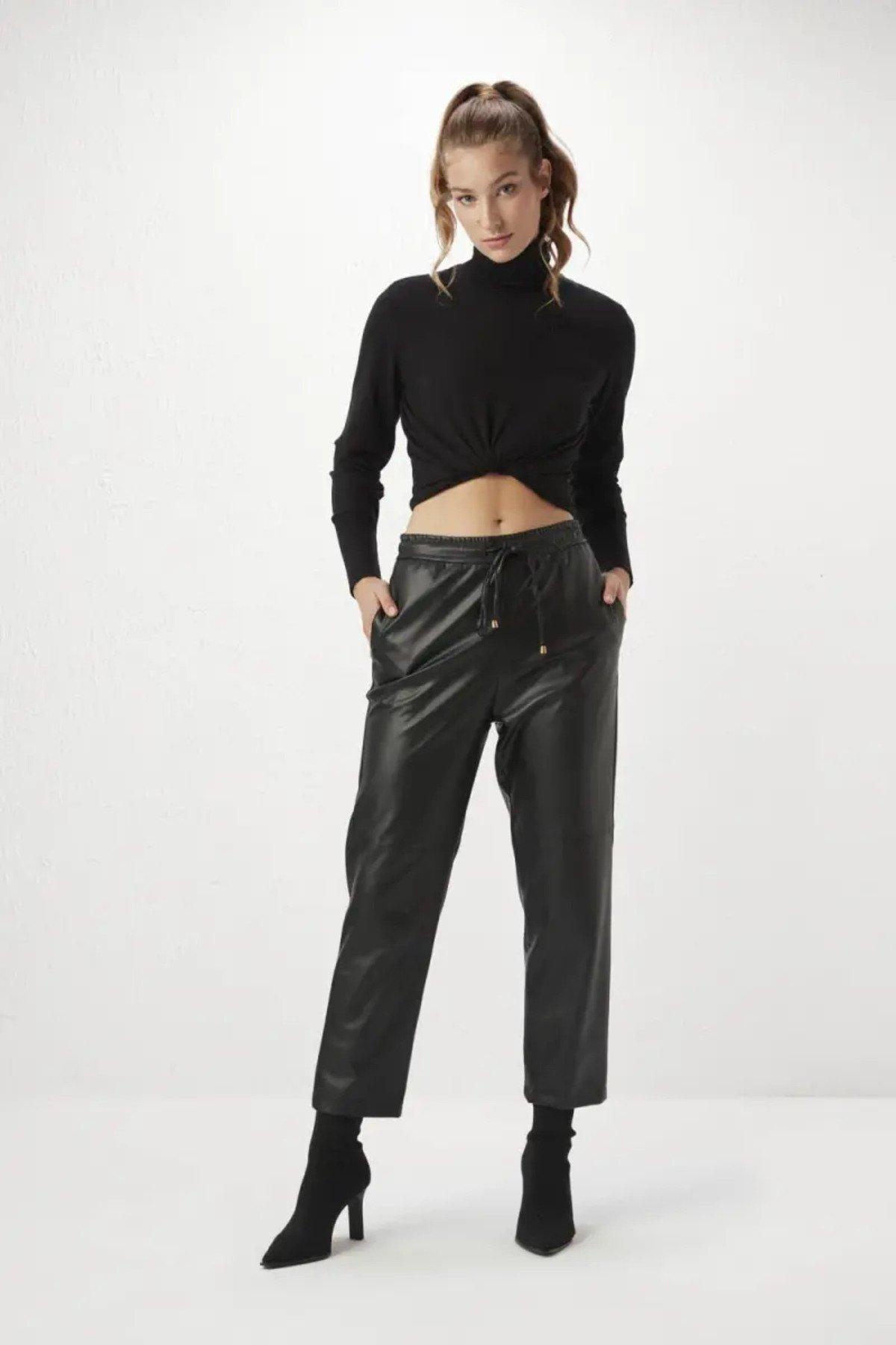 Trousers Faux Leather Jogging Trousers Gusto