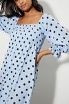 Dorothy Perkins Blue Spot Shirred Top Midi Dress thumbnail 4
