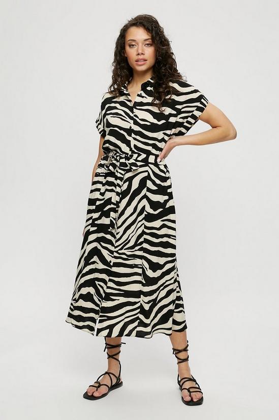 Dorothy Perkins Zebra Short Sleeve Midi Shirt Dress 2
