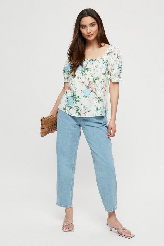 Dorothy Perkins Petite Blue Floral Gypsy Top 2