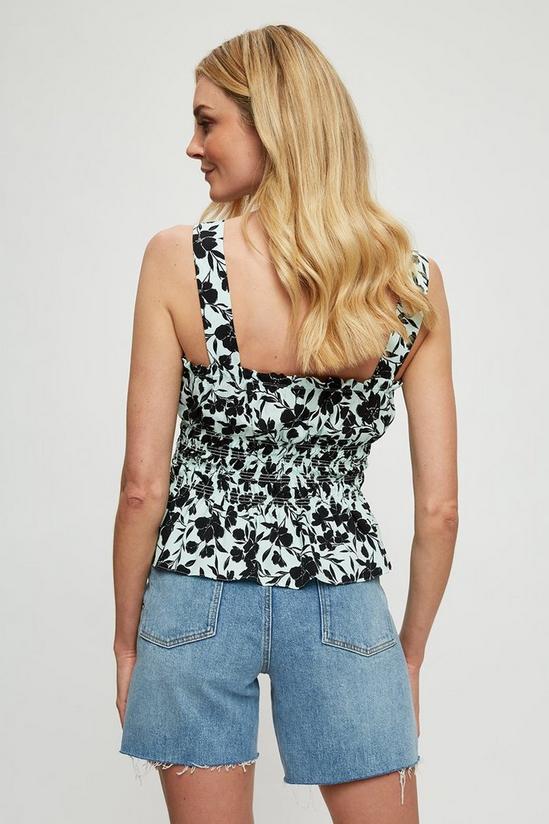 Dorothy Perkins Mint And Black Floral Shirred Waist Cami Top 3