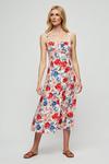 Dorothy Perkins Red Blue Floral Strappy Sun Dress thumbnail 1