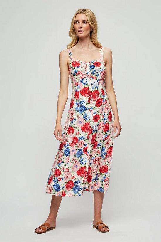 Dorothy Perkins Red Blue Floral Strappy Sun Dress 1