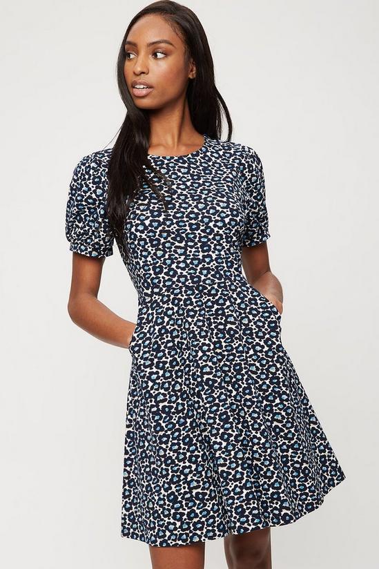 Dorothy Perkins Blue Leopard T Shirt Dress 1