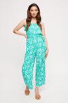 Dorothy Perkins Petite Green And White Floral Jumpsuit thumbnail 1