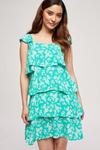 Dorothy Perkins Petite Green And White Floral Tiered Dress thumbnail 2