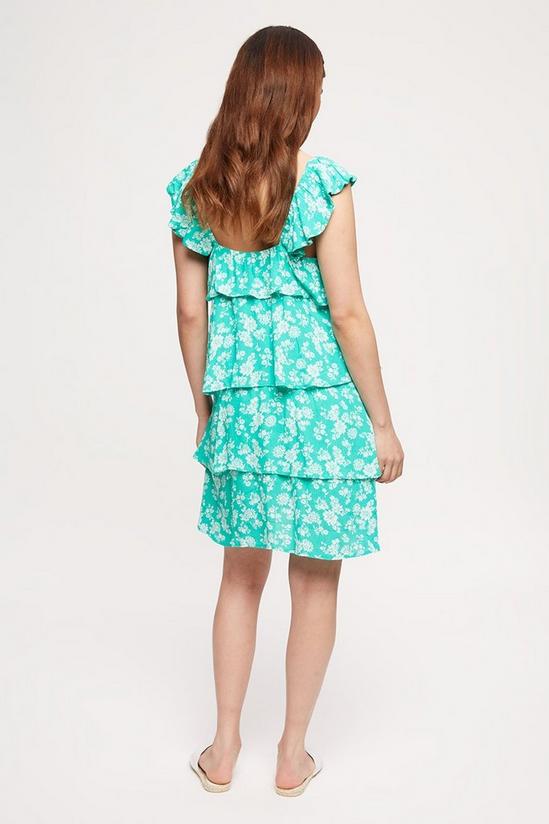 Dorothy Perkins Petite Green And White Floral Tiered Dress 3