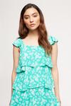 Dorothy Perkins Petite Green And White Floral Tiered Dress thumbnail 4