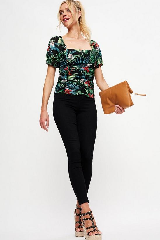 Dorothy Perkins Tropical Ruched Mesh Top 2