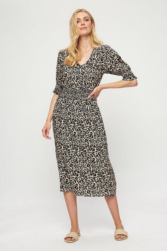 Dorothy Perkins Leopard Shirred Waist Midi Dress 1