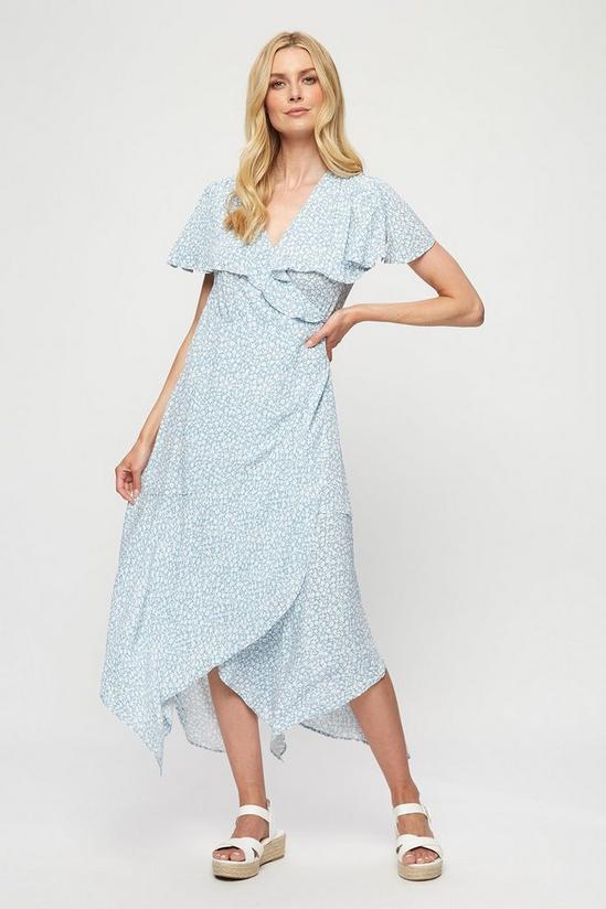 Dorothy Perkins Blue Ditsy Wrap Midi Dress 2