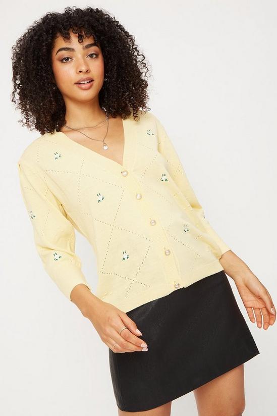 Dorothy Perkins Yellow Embroidered Cardigan 4