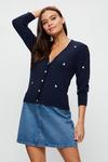 Dorothy Perkins Navy Floral Embroidered Cardigan thumbnail 1