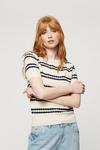Dorothy Perkins Ivory/navy Stripe Knitted Textured Tee thumbnail 1