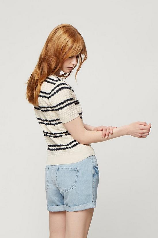Dorothy Perkins Ivory/navy Stripe Knitted Textured Tee 3