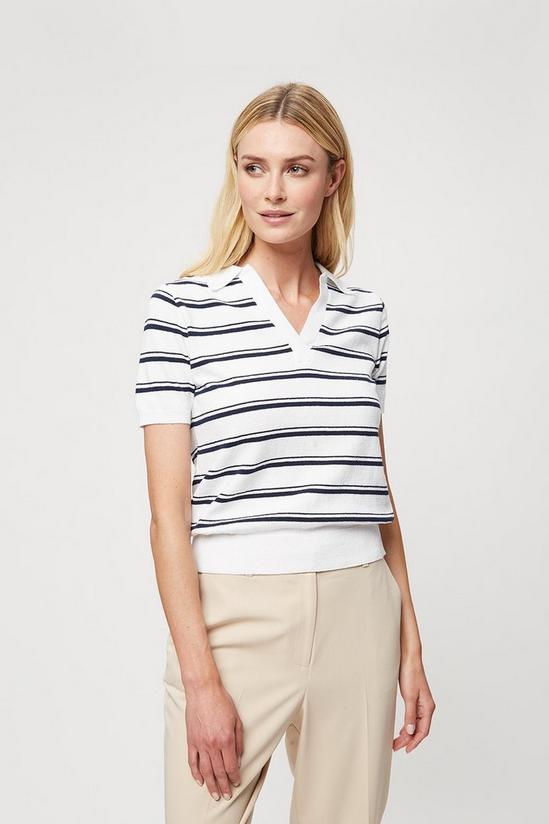 Dorothy Perkins Ivory Stripe Polo Neck T-Shirt 2