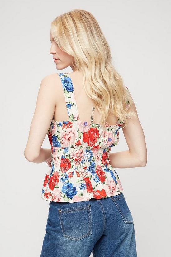 Dorothy Perkins Blue Red Floral Shirred Waist Cami Top 3