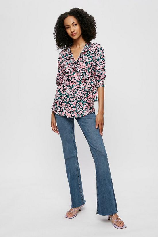 Dorothy Perkins Tall Pink And Green Floral Wrap Top 2