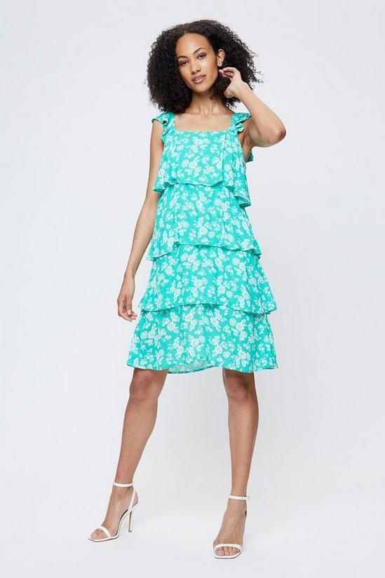 Dorothy Perkins Tall Green Floral Tiered Dress 2