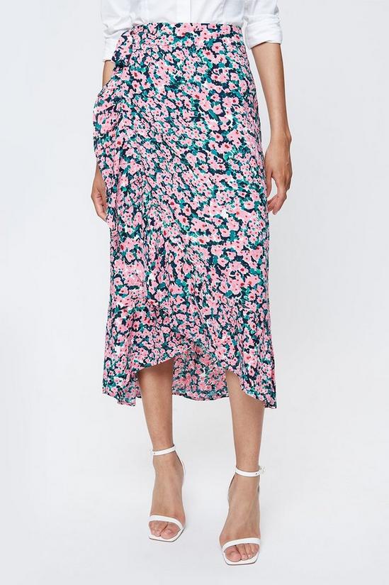 Dorothy Perkins Tall Pink & Green Floral Wrap Skirt 2