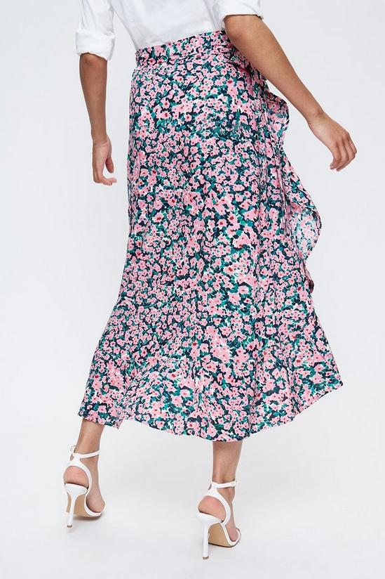 Dorothy Perkins Tall Pink & Green Floral Wrap Skirt 3