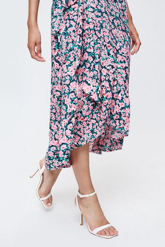 Dorothy Perkins Tall Pink & Green Floral Wrap Skirt 4