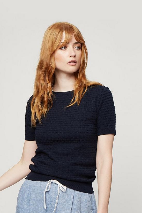 Dorothy Perkins Navy Textured Knitted Tee 1