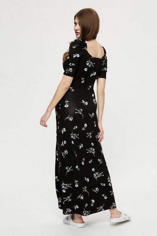 Dorothy Perkins Tall Black Floral Square Neck Midi Dress 3