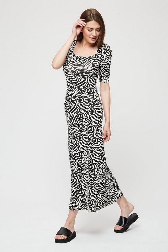 Dorothy Perkins Tall Black Zebra Square Neck Midi Dress 1