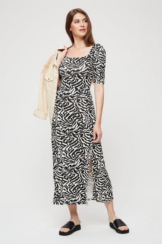 Dorothy Perkins Tall Black Zebra Square Neck Midi Dress 2