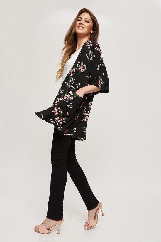 Dorothy Perkins Tall Black Floral Kimono Jacket 1