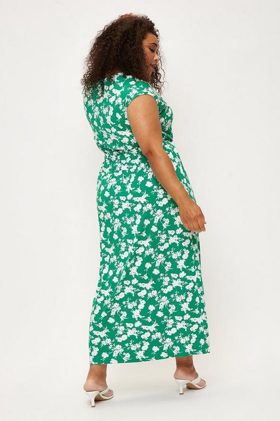 Dorothy Perkins Curve Green Short Sleeve Ditsy Maxi Dress 3