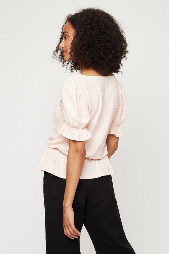 Dorothy Perkins Tall Blush Shirred Button Jersey Top 3
