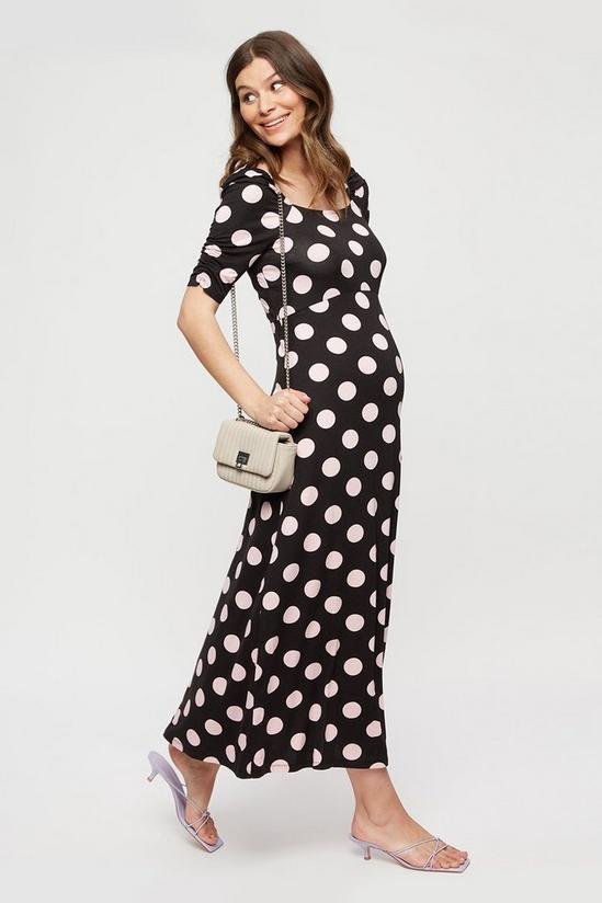 Dorothy Perkins Maternity Pink Spot Short Sleeve Midi Dress 2