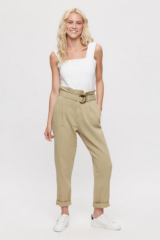 Dorothy Perkins Stone Casual Paper Bag Trousers 1